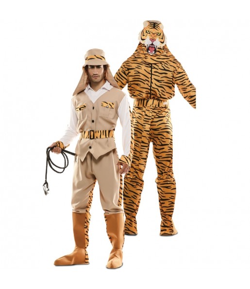 Disfraz Doble de Cazador y Tigre adulto