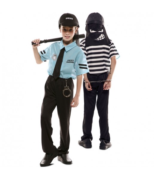 Disfraz doble de Policía y Ladrón para niños