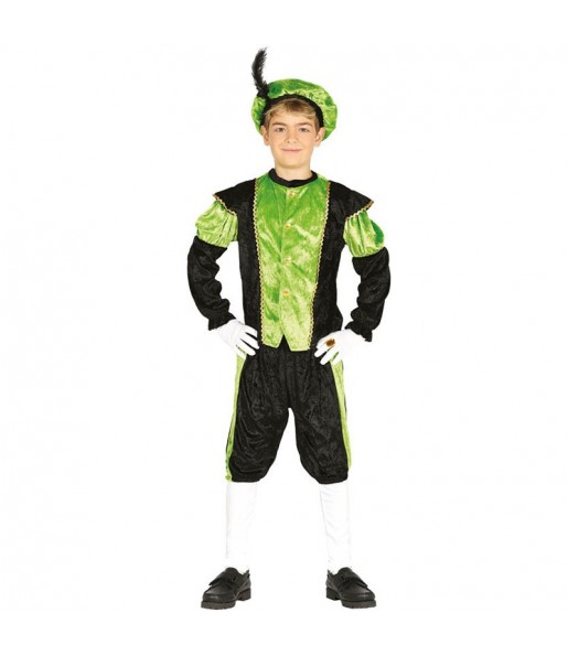 Disfraz de Paje Real Verde para niño