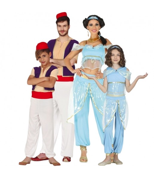 Disfraces Aladdín y Jasmine para grupos y familias