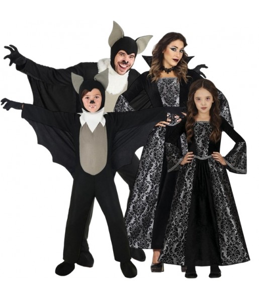Disfraces Murciélagos y Vampiresas Plateadas para grupos y familias