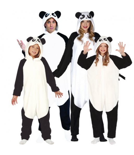 Disfraces Osos Panda Kigurumi para grupos y familias
