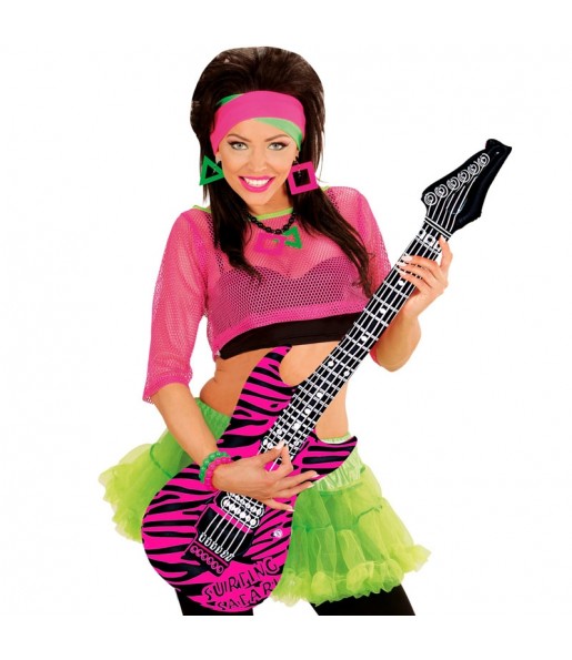 Guitarra hinchable Rockero cebra rosa packaging