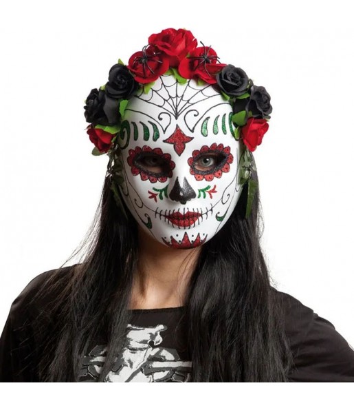 Máscara Día de los muertos con flores