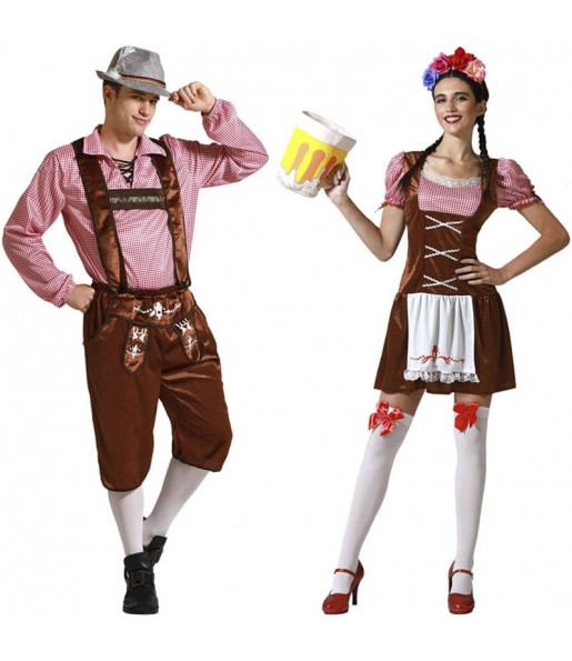 Pareja de Tiroleses Oktoberfest Marrones