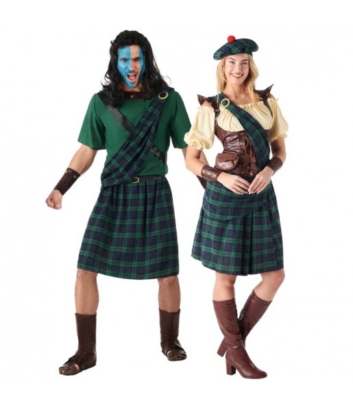 Disfraz de pareja Escoceses Kilt para adulto