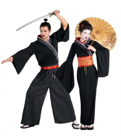 Pareja de Samurái y Geisha Antiguo Japón