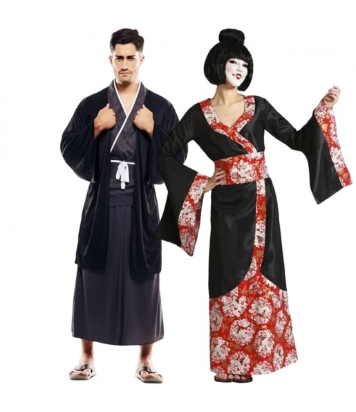 ¡Haz el pedido de esta pareja de disfraces Japoneses Tradicionales a juego y vive la experiencia original de disfrazarte a conjunto!