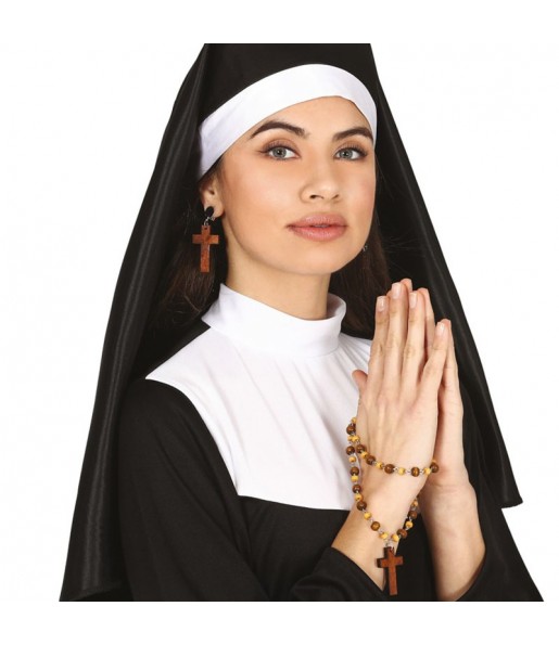 Pendientes y rosario de monja