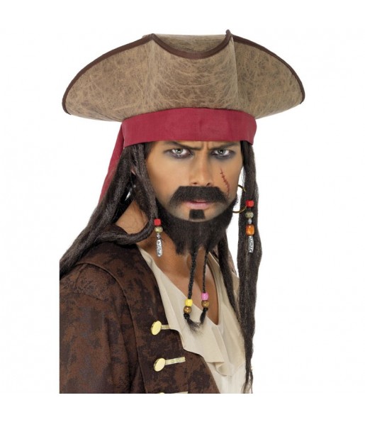 Sombrero con Peluca Pirata Jack Sparrow