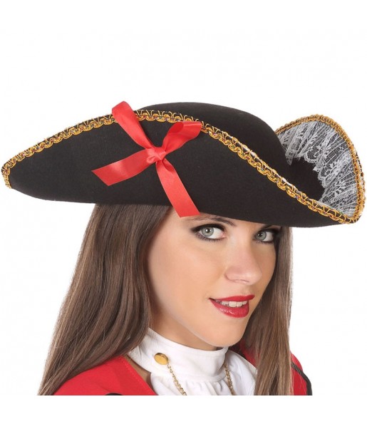 Sombrero pirata negro con lazo