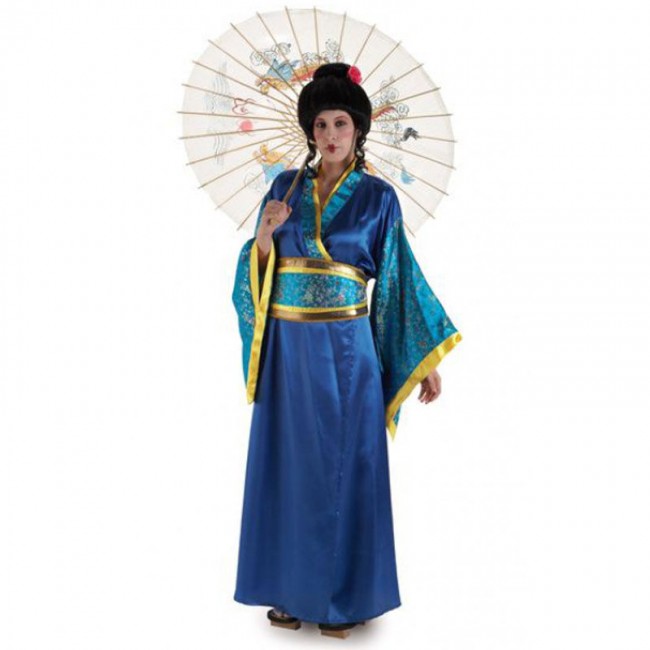 el plastico Pastor Distante Disfraz de Geisha Azul para mujer - Envío en 24h