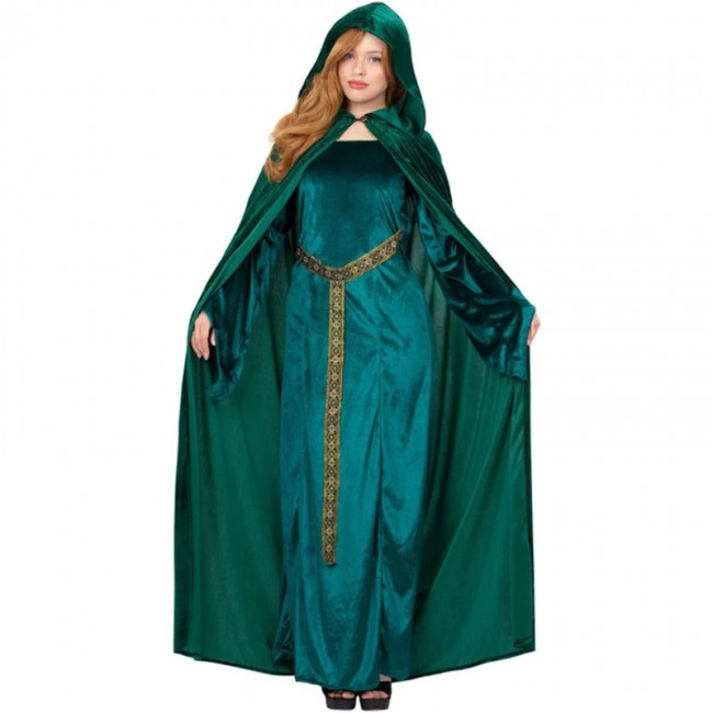 ▷ Comprar Capa medieval verde con capucha de disfraz