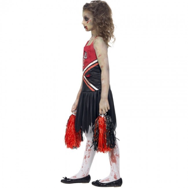 Tóxico Disfraz de Animadora Niña Hallween Zombie Cheerleader Disfraz