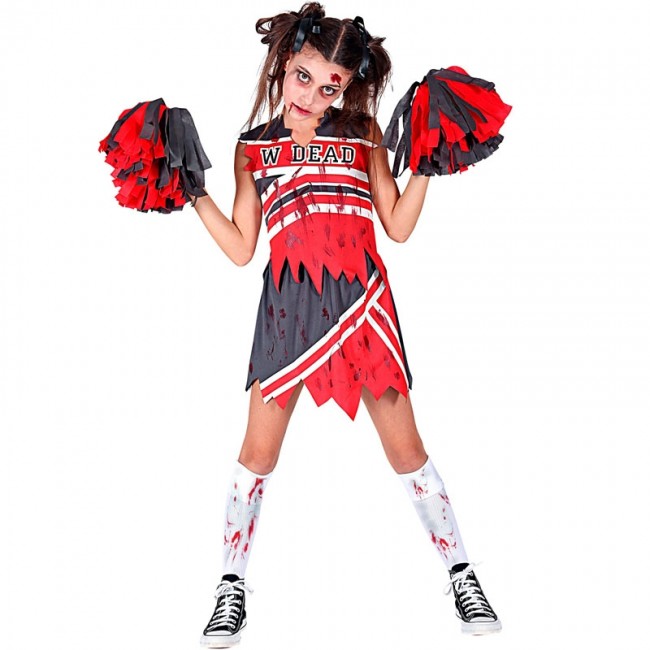 colmanda Disfraz de Animadora Niña, Vestido de Animadora Zombie, Uniforme  de Cheerleader con Lara Ball y Aro de Cabeza, Disfraces de Animadora para  Halloween, Carnaval y Fiestas de Disfraces (M) : 