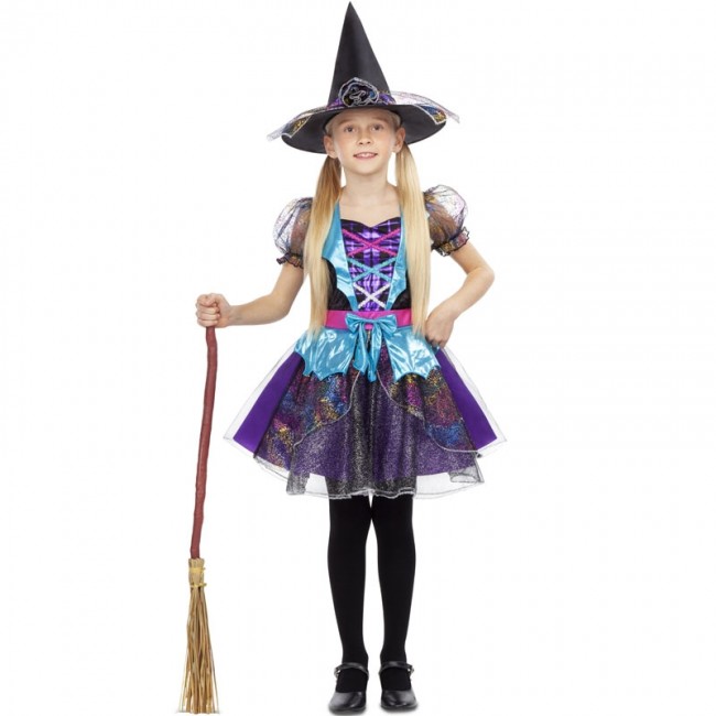 Disfraz Bruja Destellos para Niña【Envío Halloween en 24h】