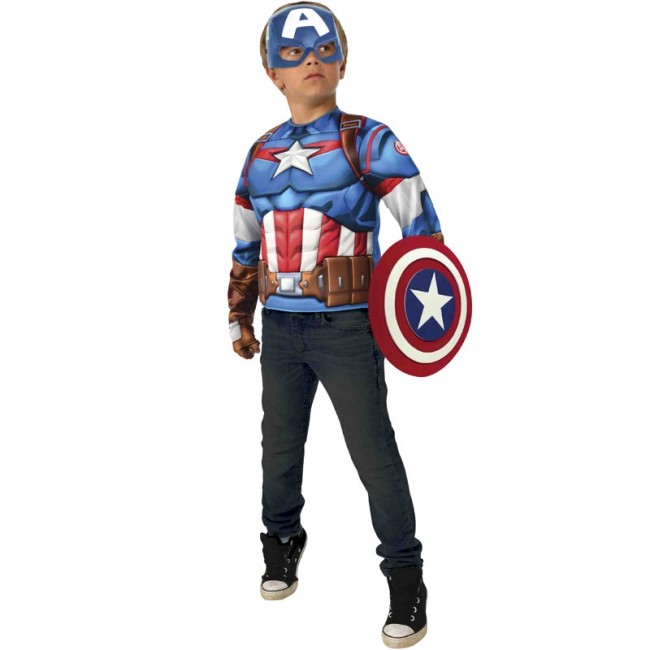▷ Disfraz Capitán América pecho musculoso para Niño
