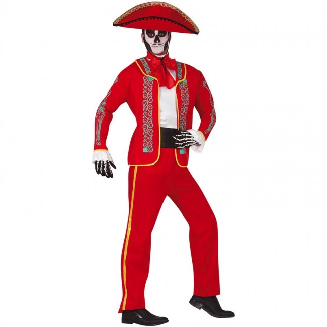 Sin aliento A fondo Gimnasia ▷ Disfraz Catrín Mexicano rojo para Hombre |【Envío Halloween en 24h】