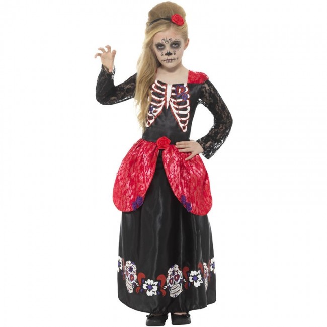Tropical Sorprendido Comandante ▷ Disfraz Catrina esqueleto para Niña |【Envío Halloween en 24h】