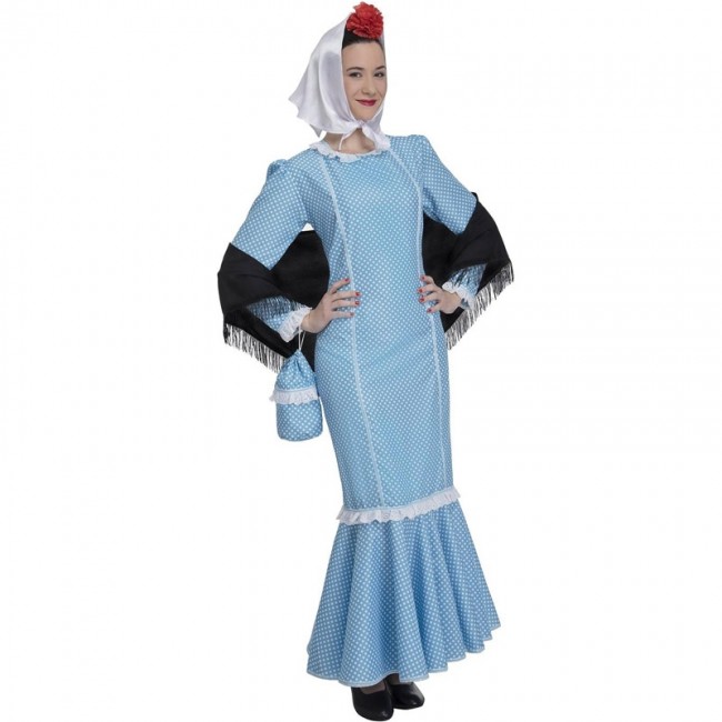 Desviarse Danubio Posesión ▷ Disfraz Chulapa azul Madrileña para Mujer |【Envío en 24h】