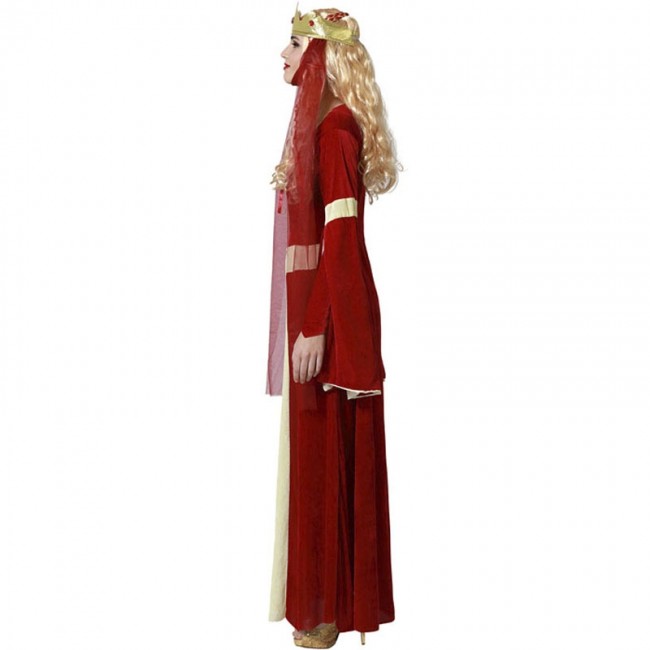 Disfraz Rojo de Dama Medieval con Collar para Mujer- MiDisfraz