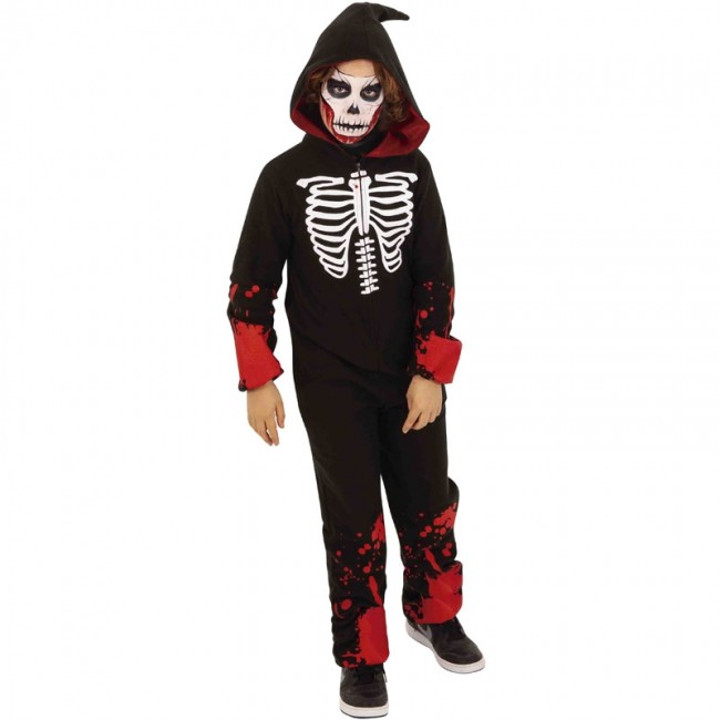 servidor dinosaurio Trastorno ▷ Disfraz Esqueleto sangriento kigurumi para Niño【Envío Halloween en 24h】