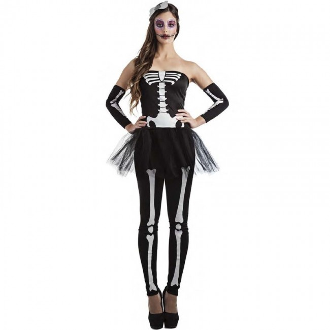 Pintura Adaptado Leonardoda ▷ Disfraz Esqueleto tutú para Mujer |【Envío Halloween en 24h】