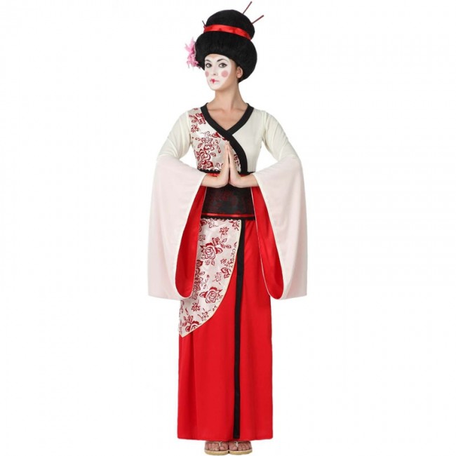 Disfraz de Geisha Japonesa con Flores para Mujer