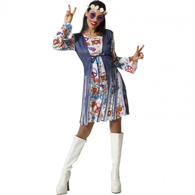 Rebaja es inutil cáscara ▷ Disfraz Hippie Peace para Mujer |【Envío en 24h】