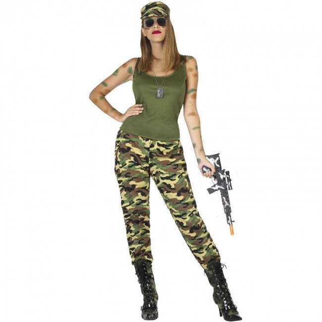 ▷ Disfraz Militar verde para Mujer