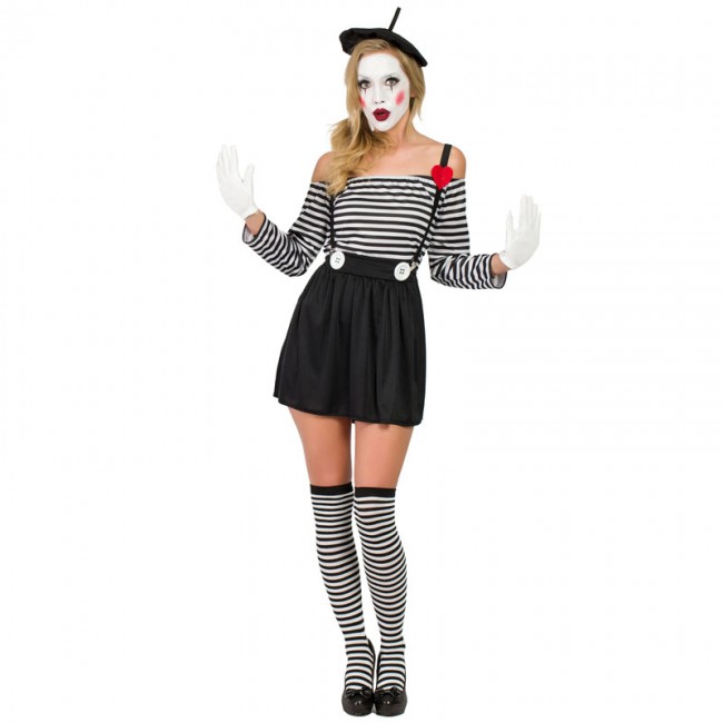 Creación Dispuesto Catástrofe Disfraz de Mimo Clown para mujer - Comprar disfraces online