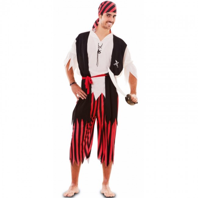 ajuste la licenciatura Cenagal Disfraz de Pirata Rayas para hombre | Envío en 24h