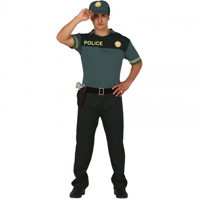 ▷ Disfraz Policía Verde para Hombre【Envío en