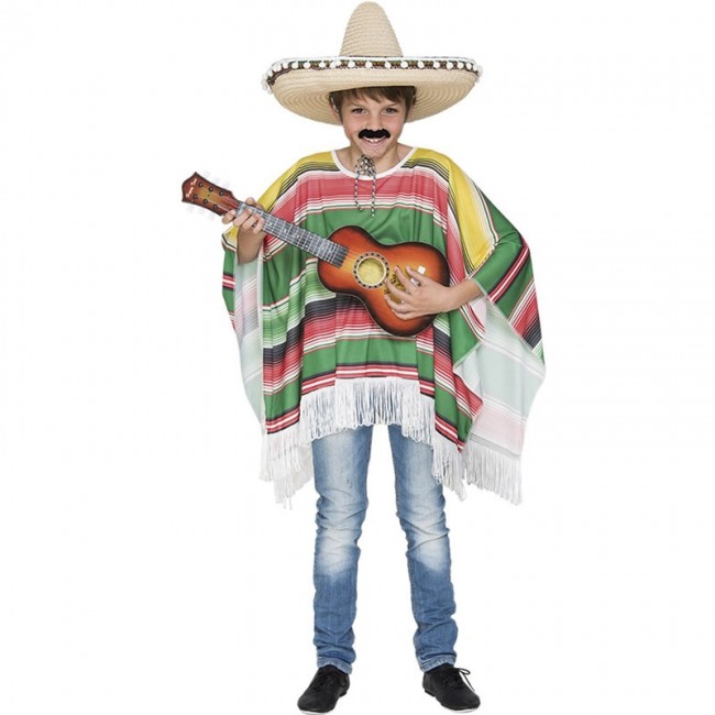 Disfraz de mexicano con poncho niño: Disfraces niños,y disfraces originales  baratos - Vegaoo