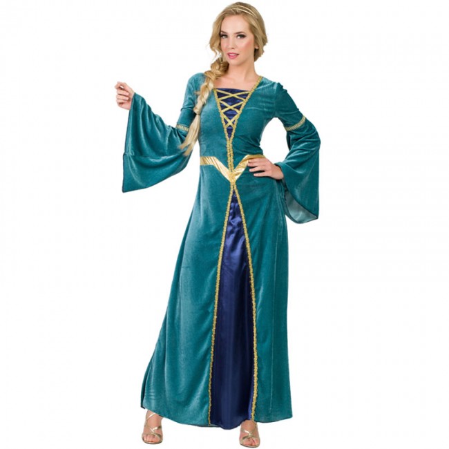 Barrio travesura visa Disfraz de Princesa Medieval verde para mujer
