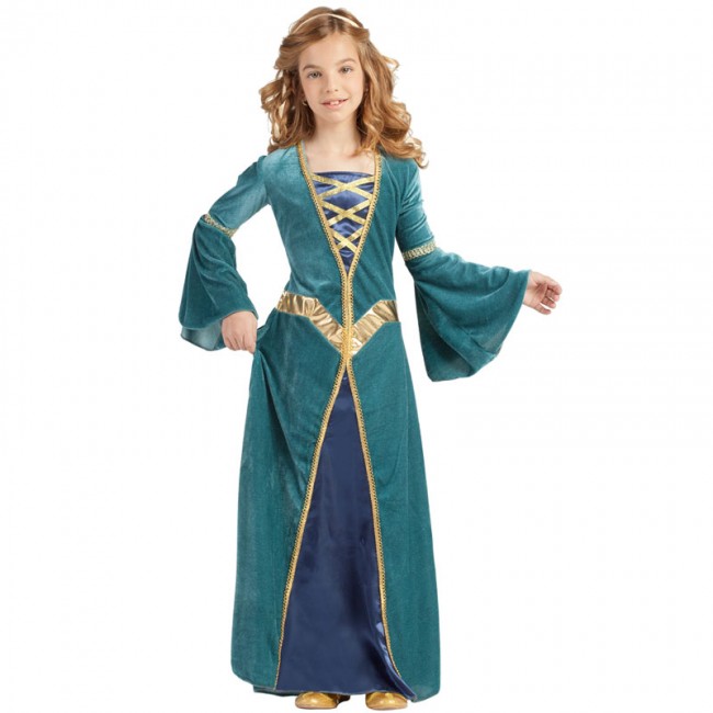 Adolescente Fiesta Punto de exclamación Disfraz de Princesa Medieval Verde para niña | Envío en 24h