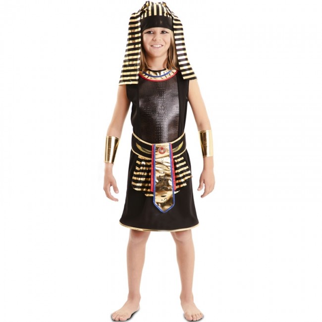 Niño de dibujos animados con traje de faraón egipcio