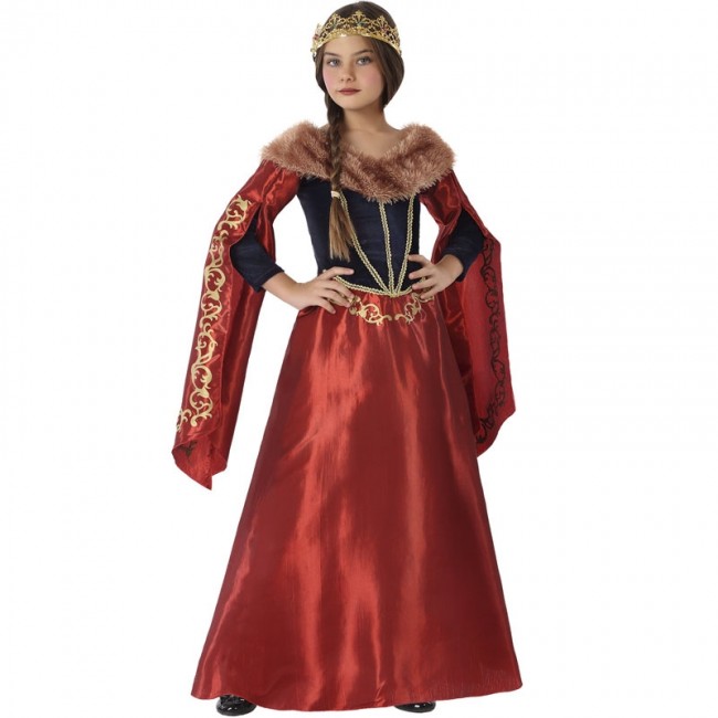 Disfraz Reina Medieval Roja Niña【Envío en