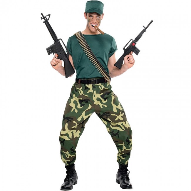 Disfraz Militar Ejército Soldado Gorra + Cinturon De Balas