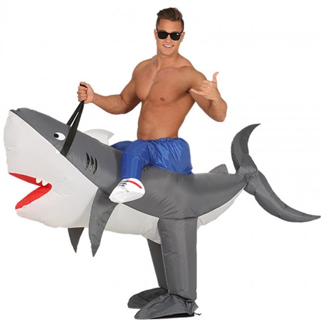 condado Prohibición cúbico Disfraz de Tiburón a hombros Hinchable adulto