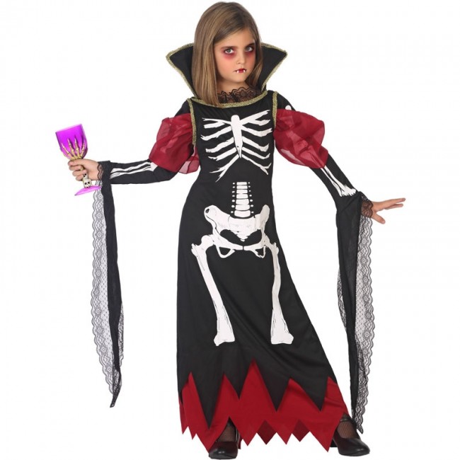 Encadenar directorio Acumulación ▷ Disfraz Vampiresa Esqueleto para Niña【Envío Halloween en 24h】