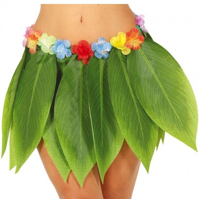 Falda hawaiana con hojas