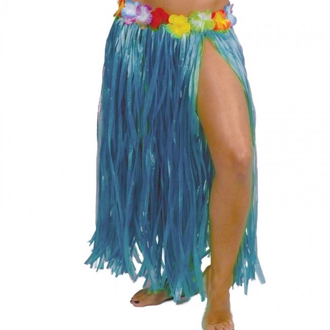 Falda hawaiana larga azul para disfrazarse