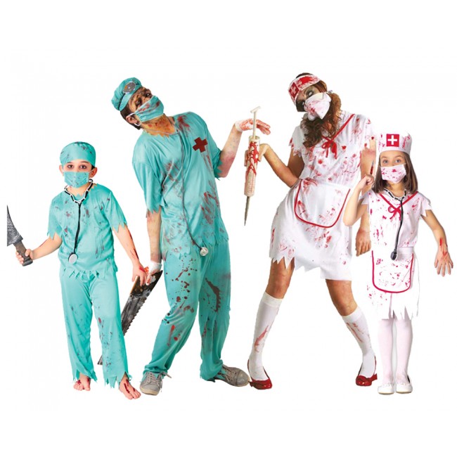 Familia Cirujanos y Enfermeras Zombies | Comprar disfraces para grupos  online