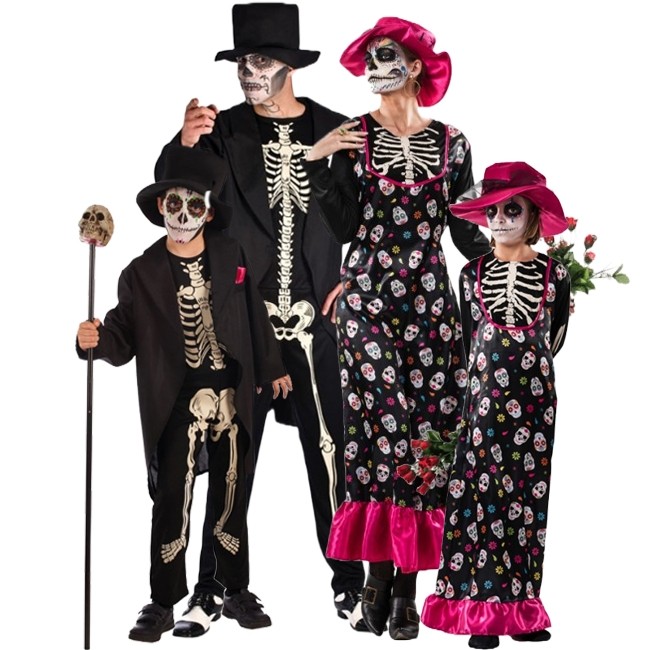Una noche camión bienestar Familia Esqueletos Catrina| Comprar disfraces para grupos online