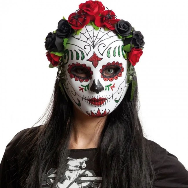 ▷ Comprar la Máscara día de los muertos con flores |【Envío en 24h】