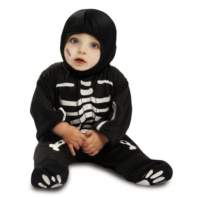 Misionero botón Blanco Disfraz Esqueleto Terrible bebé | Disfraces Halloween en 24h