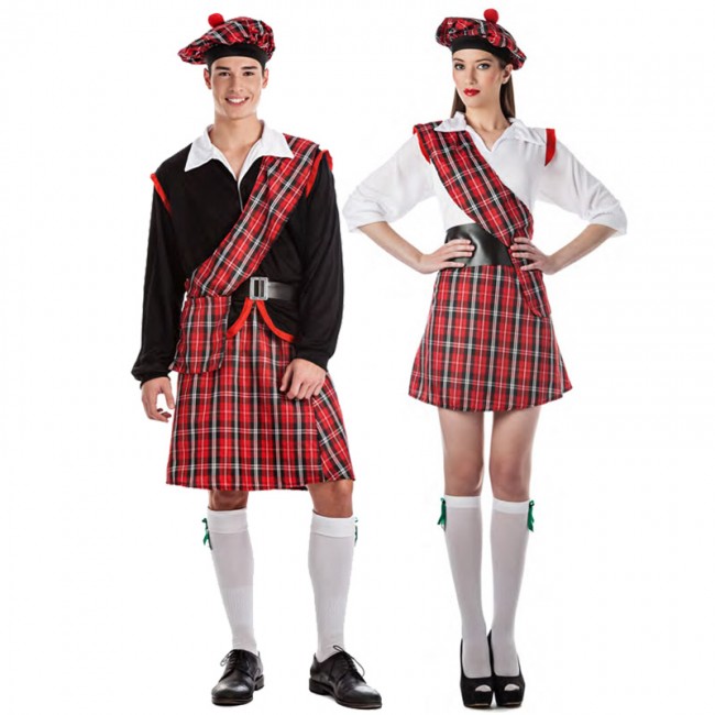 Disfraz de pareja Escoceses Rojos para adulto