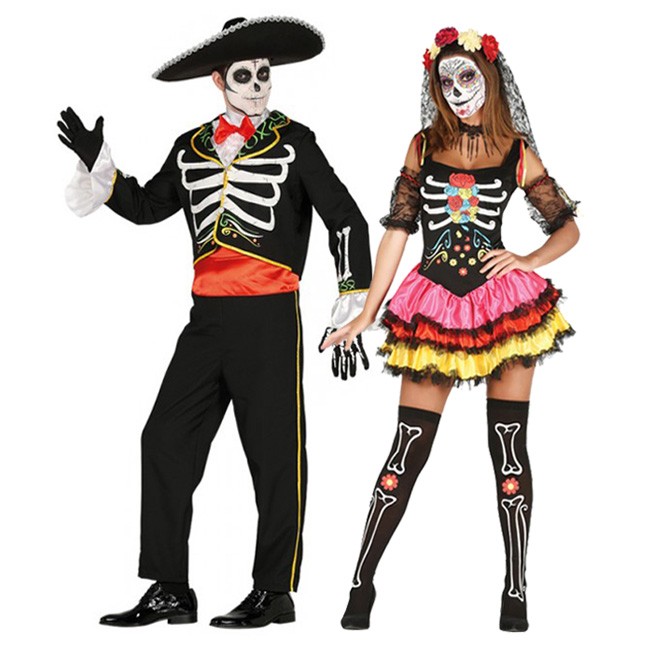referir Comparar Oso Pareja de Esqueletos Mexicanos Catrina adulto ideales para disfrazarse a  juego