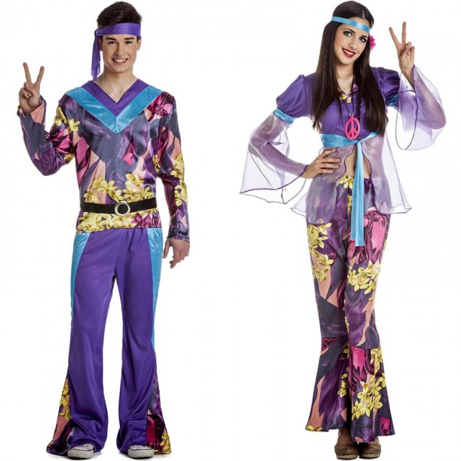 Disfraz de pareja de Hippies Morados para adulto | Tienda online